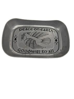 Wilton Armetale pewter bread tray Peace on Earth decor serving dish